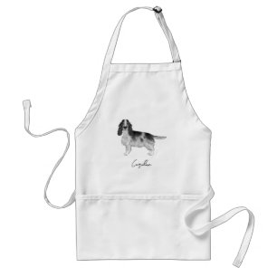 Cocker Spaniel In Black And White & Custom Name Adult Apron