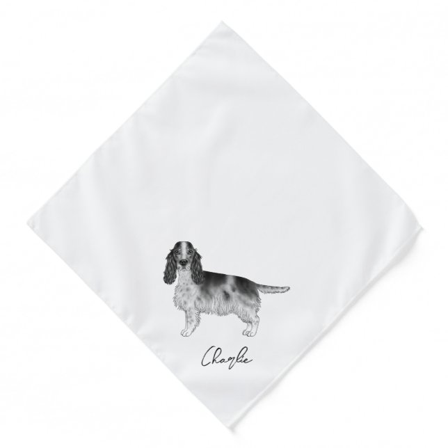 Cocker Spaniel In Black And White & Custom Name Bandana (Front)