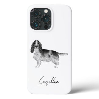 Cocker Spaniel In Black And White & Custom Name iPhone 13 Pro Case