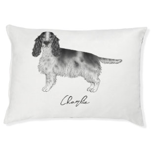 Cocker Spaniel In Black And White & Custom Name Pet Bed