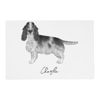 Cocker Spaniel In Black And White & Custom Name Placemat