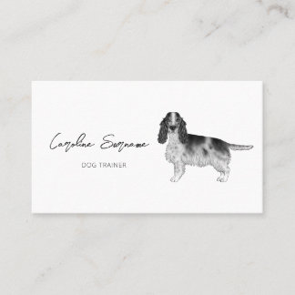 Cocker Spaniel In Black And White &amp; Custom Text Business Card