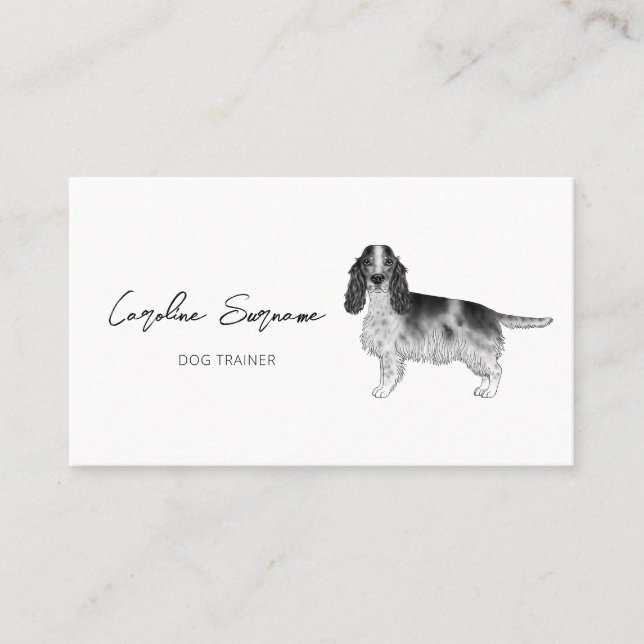 Cocker Spaniel In Black And White & Custom Text Business Card (Front)