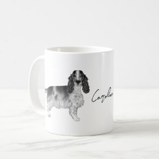 Cocker Spaniel In Black And White & Custom Text Coffee Mug