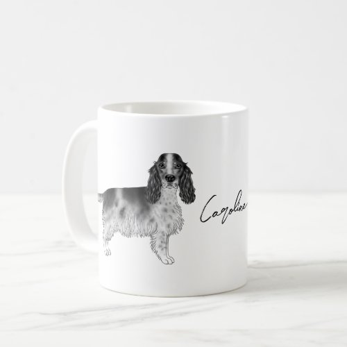 Cocker Spaniel In Black And White  Custom Text Coffee Mug