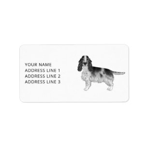Cocker Spaniel In Black And White & Custom Text Label