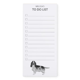 Cocker Spaniel In Black And White & Custom Text Magnetic Notepad