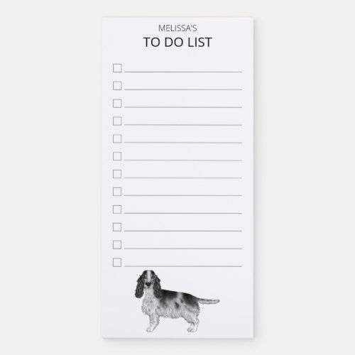 Cocker Spaniel In Black And White  Custom Text Magnetic Notepad