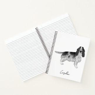 Cocker Spaniel In Black And White & Custom Text Notebook