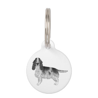Cocker Spaniel In Black And White &amp; Custom Text Pet ID Tag
