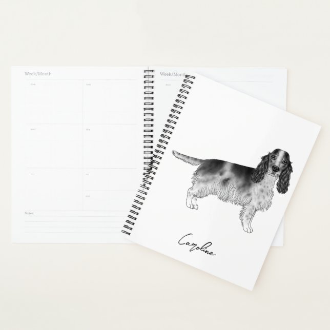 Cocker Spaniel In Black And White & Custom Text Planner (Display)