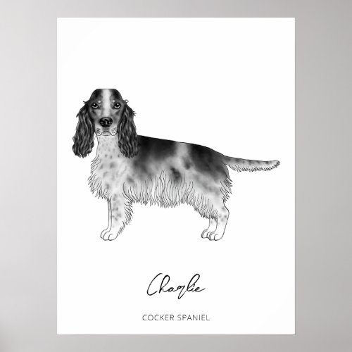 Cocker Spaniel In Black And White  Custom Text Poster