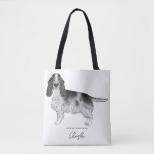 Cocker Spaniel In Black And White & Custom Text Tote Bag