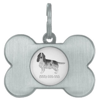 Cocker Spaniel In Black And White & Phone Number Pet ID Tag