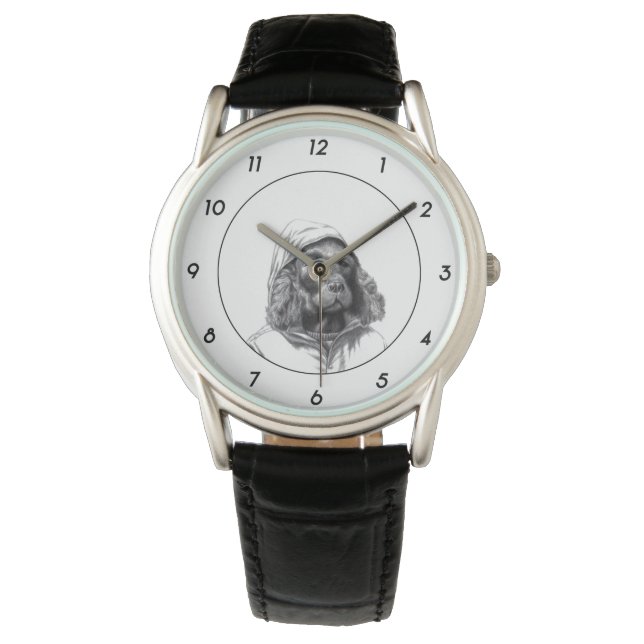 Cocker Spaniel in Rain Coat (Snow) M2 Watch (Front)