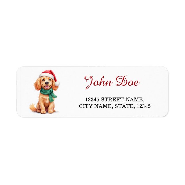 Cocker Spaniel in Santa Hat Christmas Return Label (Front)