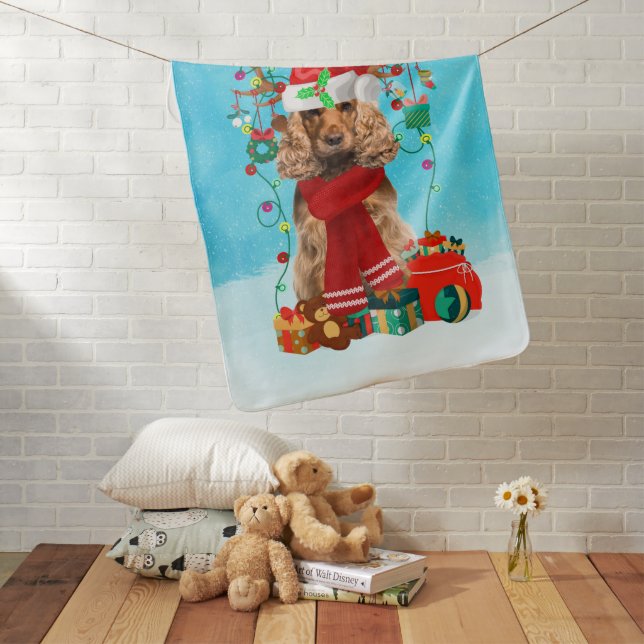 Cocker Spaniel in snow with Christmas gifts Baby Blanket (In Situ)