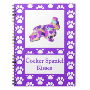 Cocker Spaniel Kisses Dog Silhouette PurplePY&B Notebook