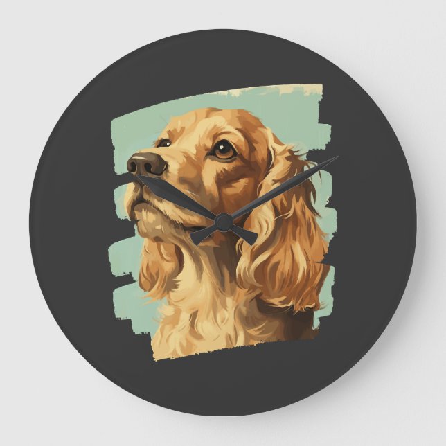 Cocker Spaniel Large Clock (Front)