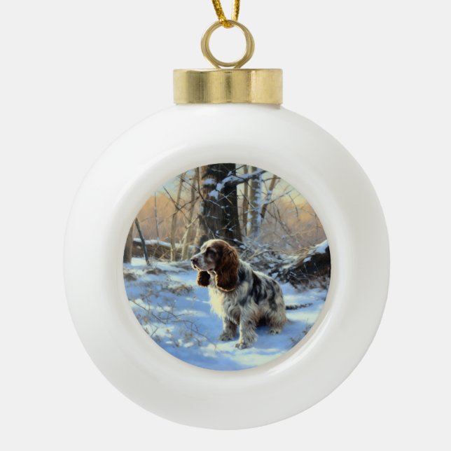 Cocker Spaniel Let It Snow Christmas  Ceramic Ball Christmas Ornament (Front)