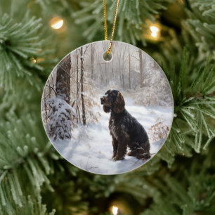 Cocker Spaniel Let It Snow Christmas Ceramic Ornament