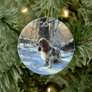 Cocker Spaniel Let It Snow Christmas Ceramic Ornament