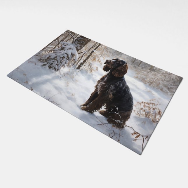 Cocker Spaniel Let It Snow Christmas  Doormat (Angled)