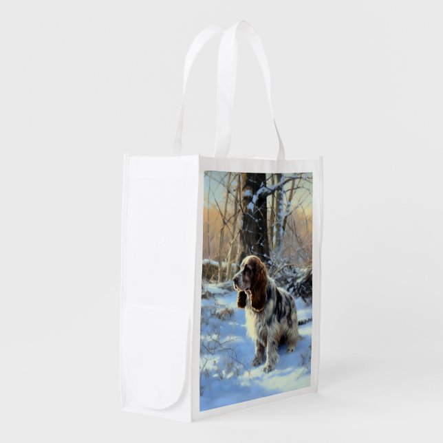 Cocker Spaniel Let It Snow Christmas  Grocery Bag (Front Side)