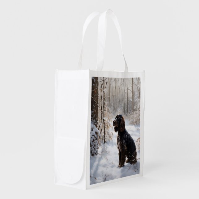 Cocker Spaniel Let It Snow Christmas  Grocery Bag (Front Side)