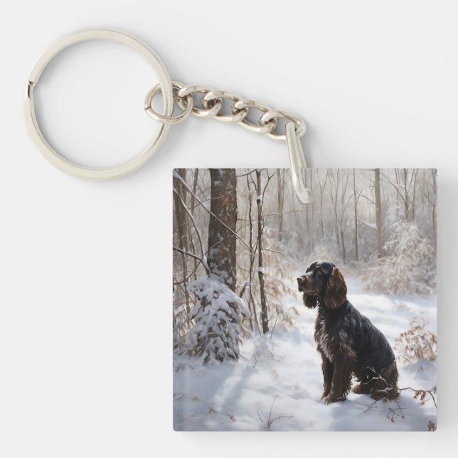 Cocker Spaniel Let It Snow Christmas  Keychain (Front)