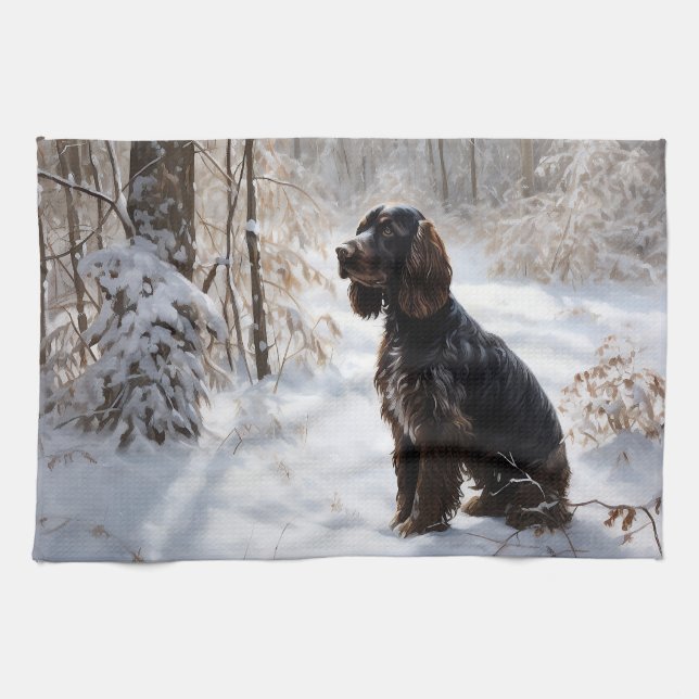 Cocker Spaniel Let It Snow Christmas  Kitchen Towel (Horizontal)