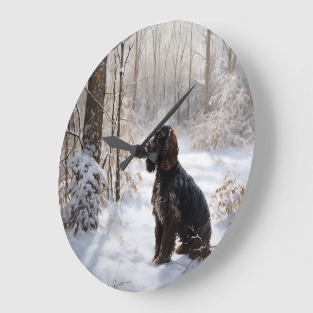 Cocker Spaniel Let It Snow Christmas  Large Clock (Angle)