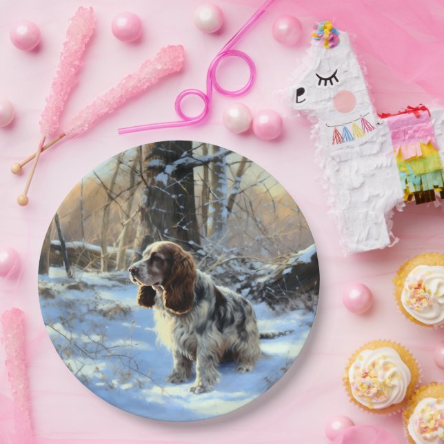 Cocker Spaniel Let It Snow Christmas  Paper Plates (Party)