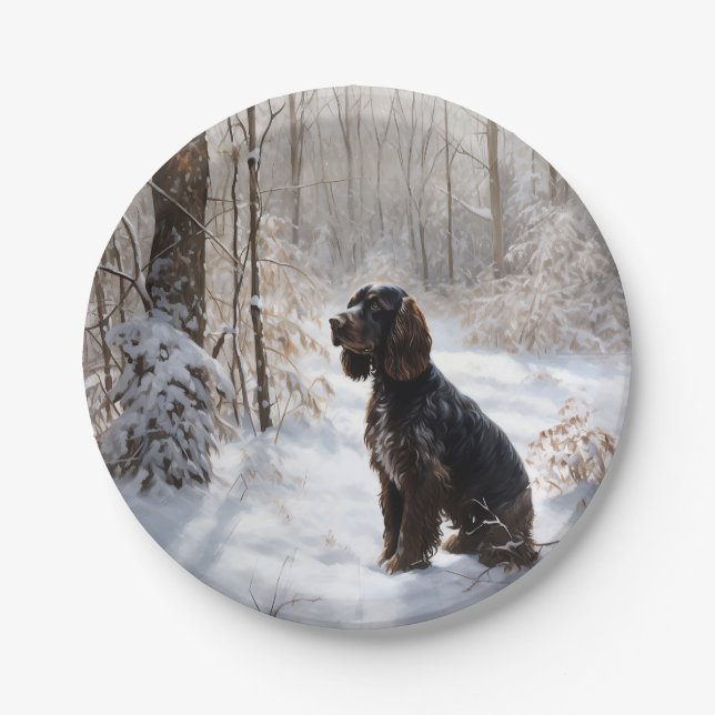 Cocker Spaniel Let It Snow Christmas  Paper Plates (Front)
