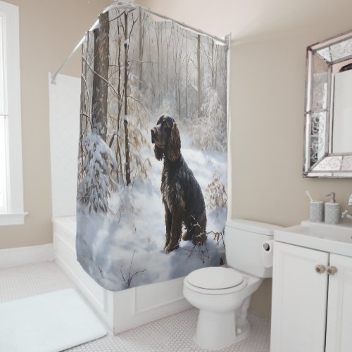 Cocker Spaniel Let It Snow Christmas  Shower Curtain