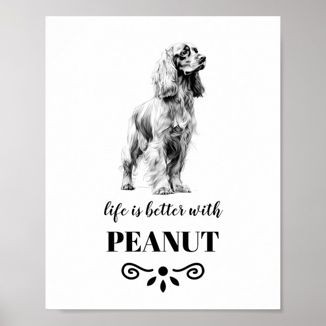 Cocker Spaniel Life is better with Custom Dog Name Poster (Front)