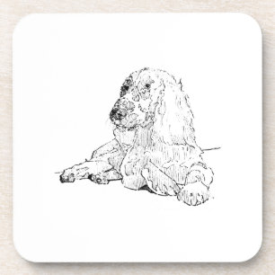 Cocker Spaniel Line Drawing Art Dog Beverage Coaster
