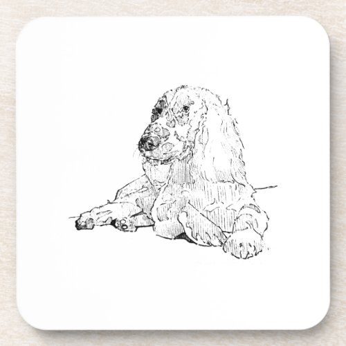 Cocker Spaniel Line Drawing Art Dog Beverage Coaster