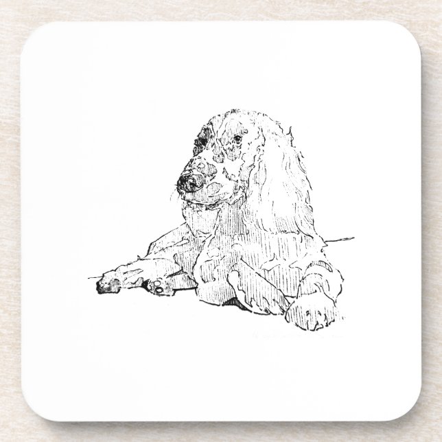 Cocker Spaniel Line Drawing Art Dog  Beverage Coaster (Front)