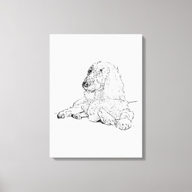 Cocker Spaniel Line Drawing Art Dog  Canvas Print (Front)