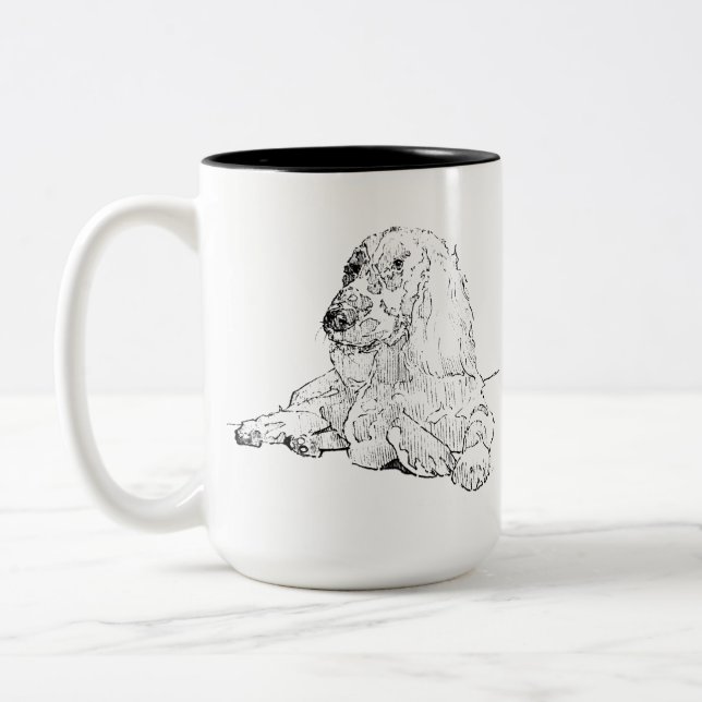 Cocker Spaniel Line Drawing Art Dog Coffee Mug (Left)