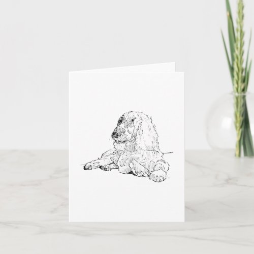 Cocker Spaniel Line Drawing Art Dog Holiday Card