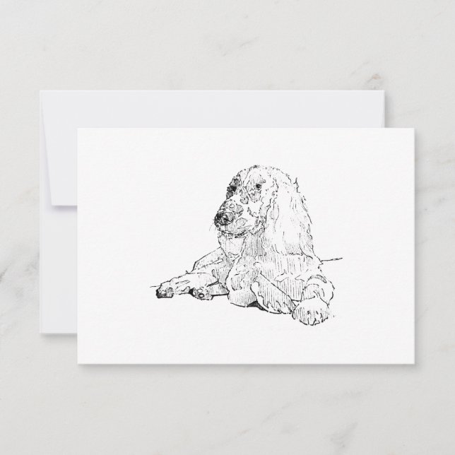 Cocker Spaniel Line Drawing Art Dog  Thank You Card (Front)
