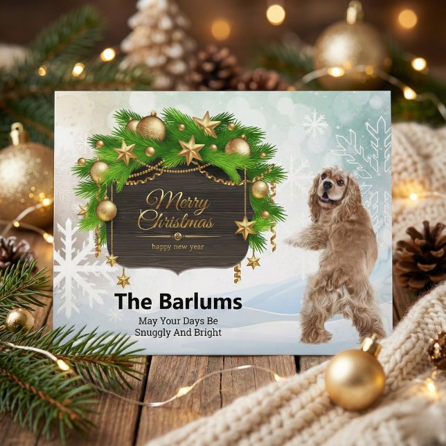 Cocker Spaniel Merry Christmas Personalized Holiday Postcard (Cocker Spaniel Merry Christmas Personalized Holiday Postcard)