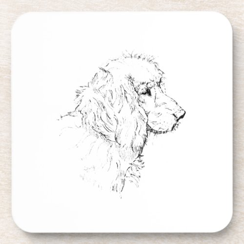 Cocker Spaniel – Minimalist Dog Line Drawing Beverage Coaster