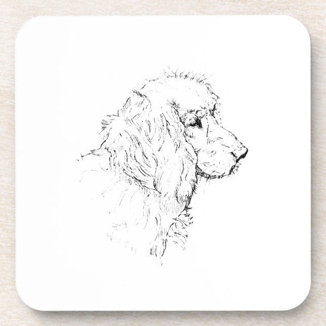 Cocker Spaniel – Minimalist Dog Line Drawing Beverage Coaster (Front)