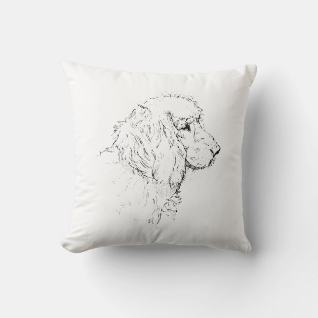 Cocker Spaniel – Minimalist Dog Line Drawing Throw Pillow (Front)
