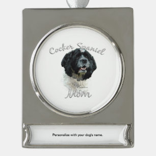 Cocker Spaniel Mom 2 Silver Plated Banner Ornament