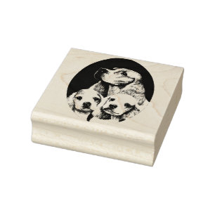 Cocker Spaniel Mom Dog And puppies animal pets art Rubber Stamp
