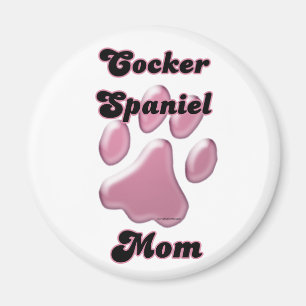 Cocker Spaniel Mom Pink Pawprint - Magnet